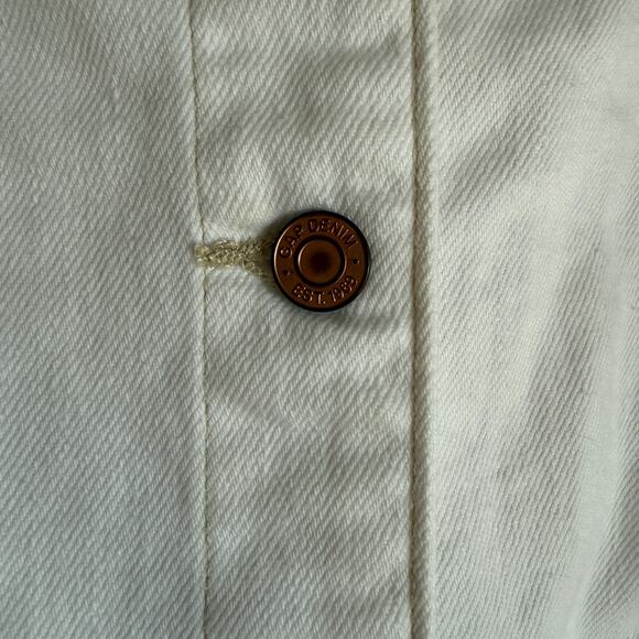 GAP Flutter Sleeve Button Down Mini Denim Dress in White Large - Picture 5 of 9